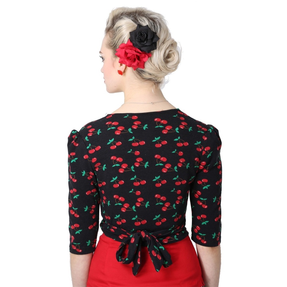 ❌SOLD❌❤️Collectif Mainline Cherry Wrap Cardigan - Picture 3 of 6